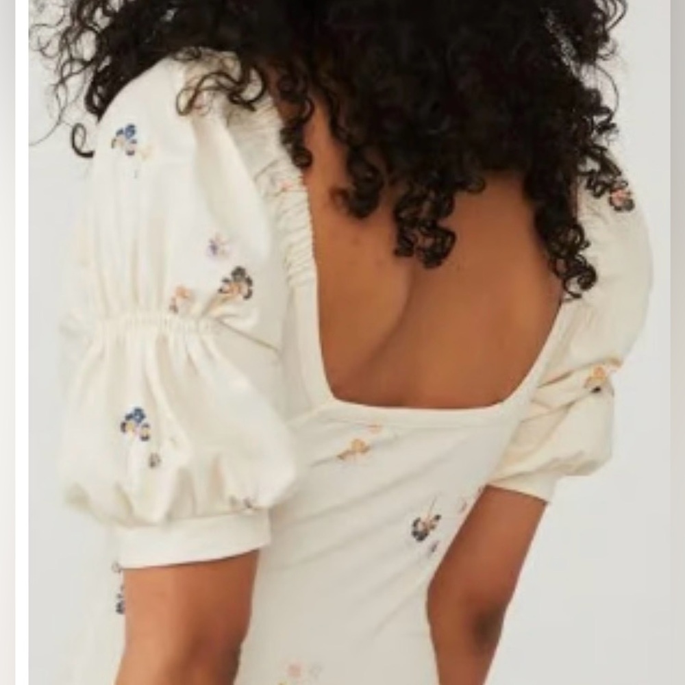 Free People Movement Play Date Floral Bodysuit cream L new NWT boho - Picture 2 of 6